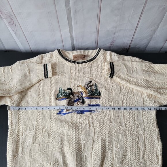 Vintage 90’s Shenandoah Men XL 100% Cotton Textured Knit Embroidered, Duck Hunt - Picture 6 of 7
